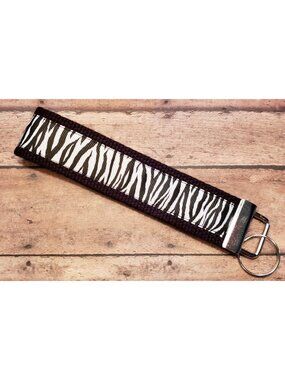 Black and White Zebra Wristlet Keyfob / Keychain